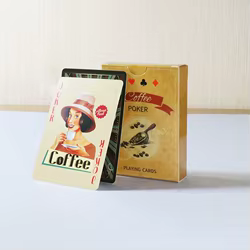 Baraja de póker con diseño de café - 54 cartas, juego retro casero