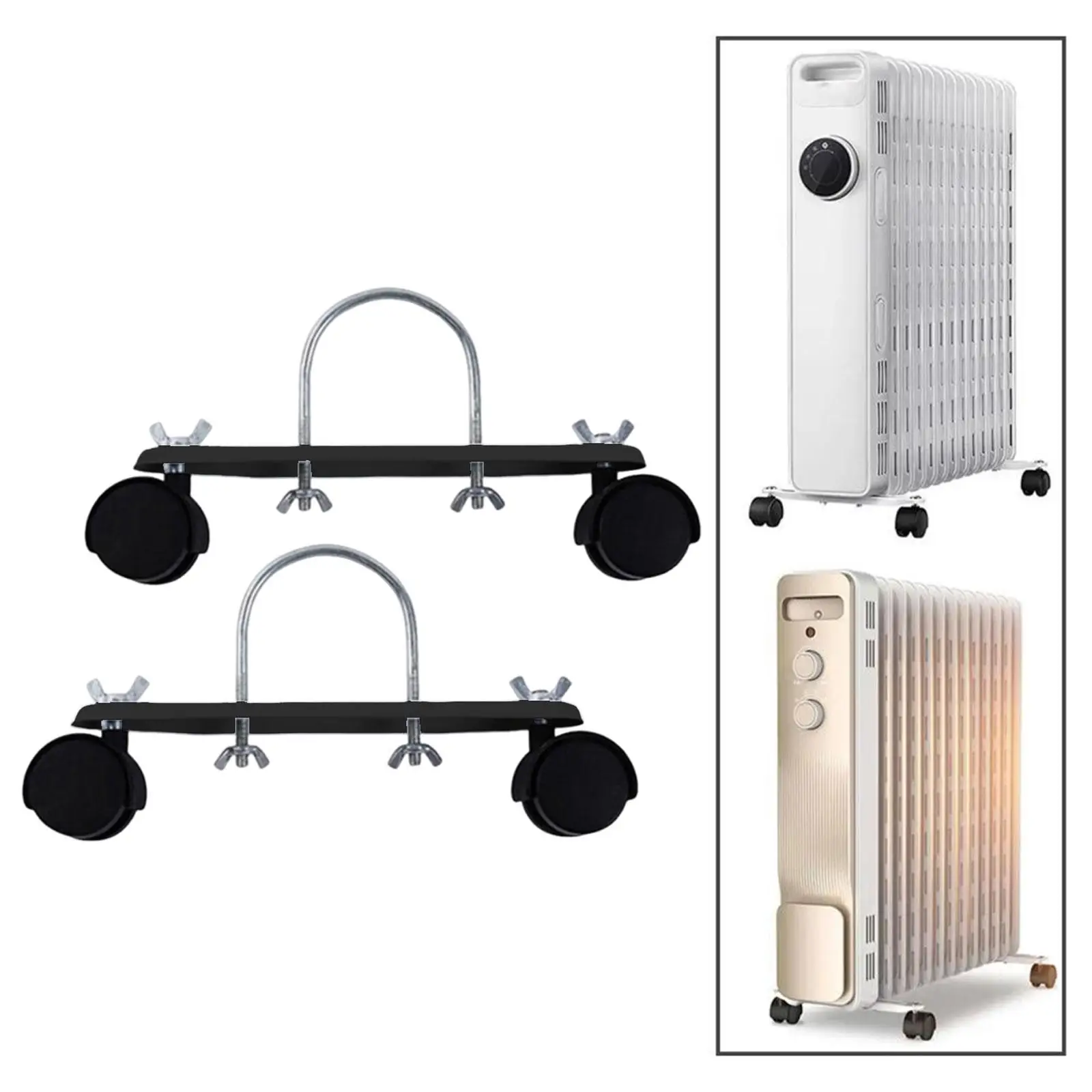 2x Electric Heating Oil Heater Support Holder Easily Install Sturdy Portable Length 21cm with Wheels Replace Accessory