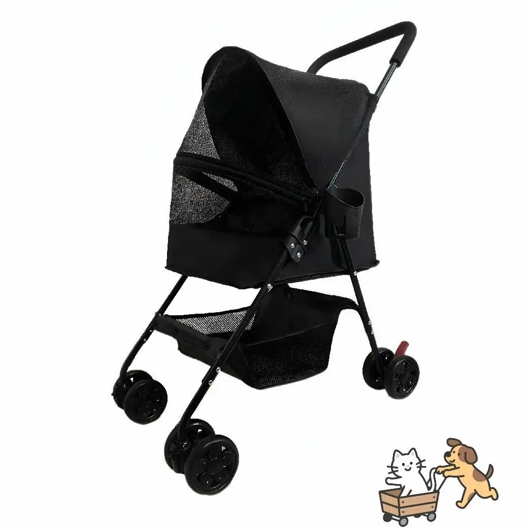 Cochecitos para mascotas universales para gatos y perros, gran espacio, cómodos cochecitos para perros, suministros para carritos para mascotas fáciles de plegar - imagen 5