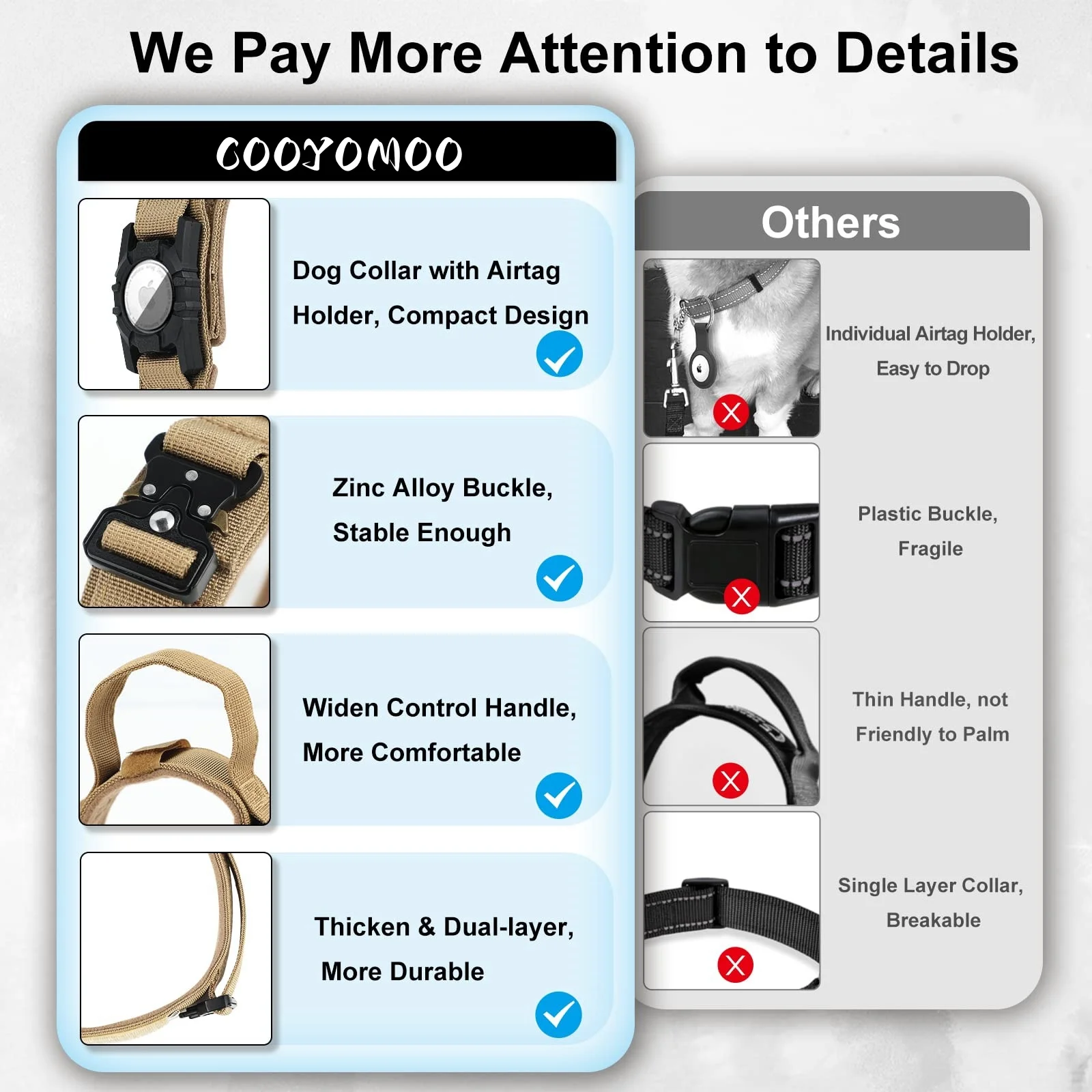 Collar táctico nylon con AirTag para perros – Localizador GPS impermeable - imagen 5