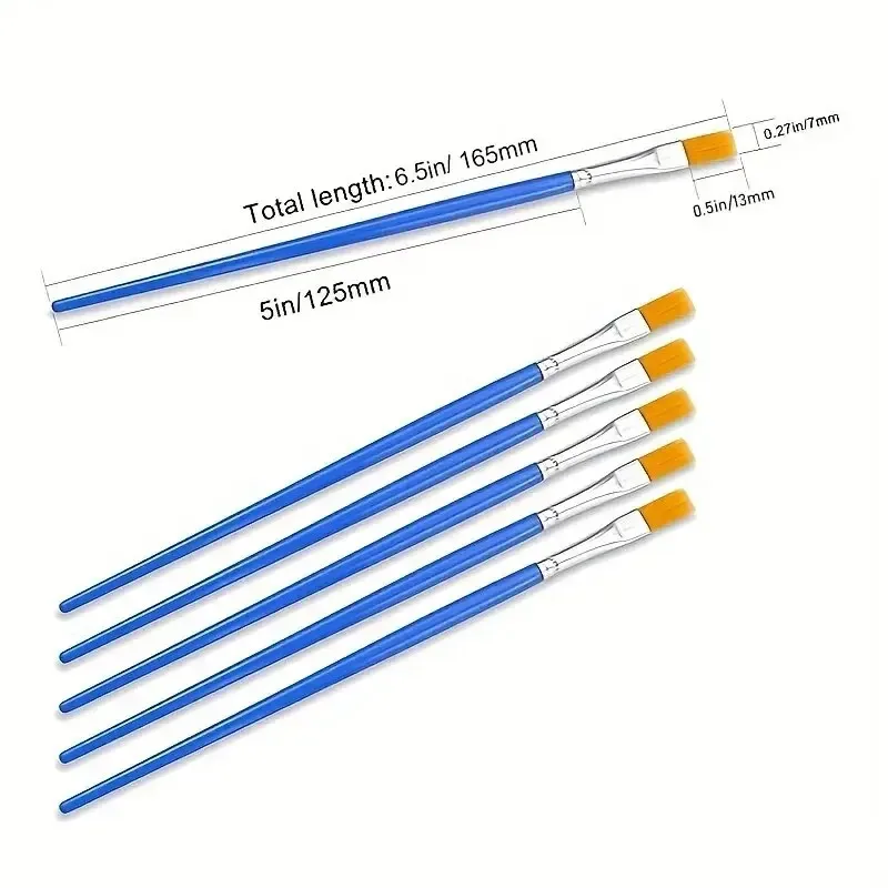 Juego de pinceles de pintura, 50 piezas, arte redondo, pelo plano, cepillo de pelo de nailon para aceite, acuarela, acrílico - imagen 2