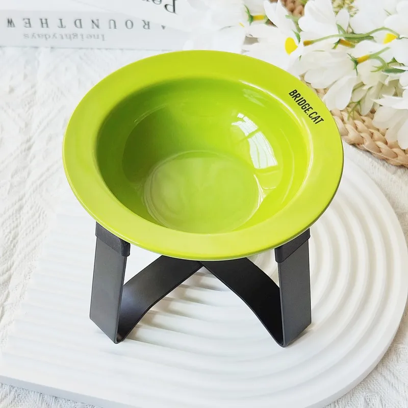 Protector de cuello para mascotas, cuenco alto para beber, cuenco de comida de cerámica para perros y gatos, diseño de platillo volador creativo, productos de alimentación para mascotas, accesorios - imagen 2