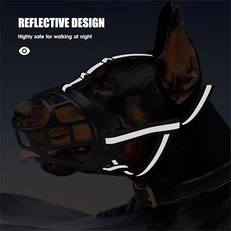 Reflect Light-cubierta protectora bucal para perro, cesta cómoda y transpirable, bozal contra mordeduras, máscara para perro, bozal antiladridos para mascotas - imagen 3