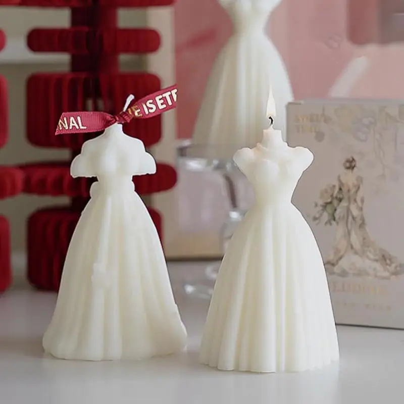 Velas de soja perfumadas para vestido de novia, velas de boda estéticas, velas hechas a mano para el hogar, favores de boda para invitados románticos - imagen 3