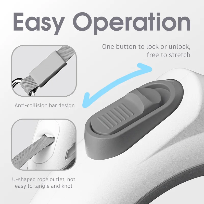 Correa retráctil de liberación rápida para perros, Correa recargable para mascotas, sin tirones, con Mango antideslizante, luz Led, accesorios de entrenamiento - imagen 3