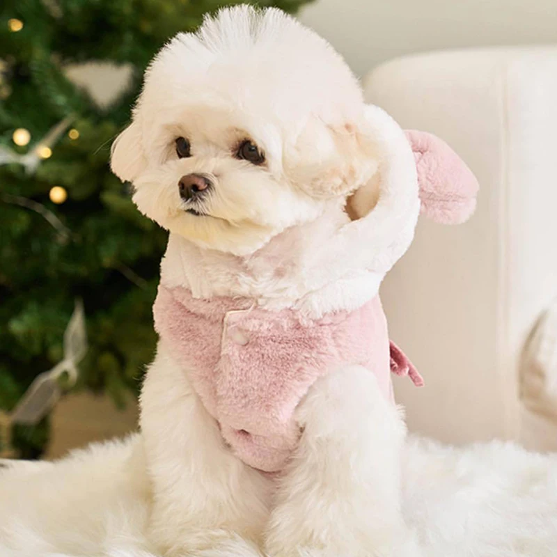 Ropa suave de felpa para perros, sudaderas con capucha cálidas de invierno para perros pequeños y medianos, abrigo bonito y cómodo para cachorros, accesorios para perros - imagen 4