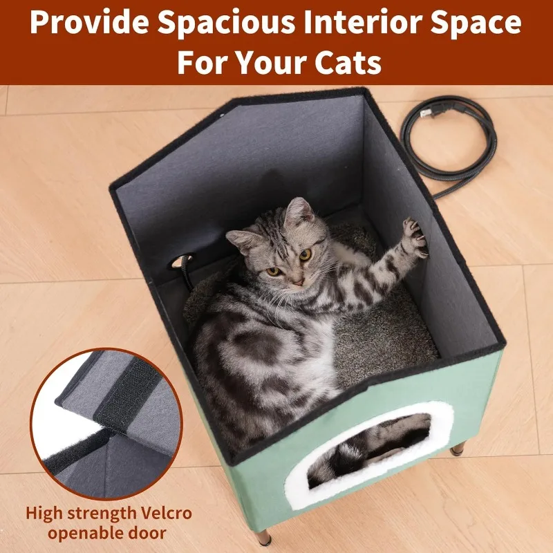 Casa portátil para gatos, calefacción para gatos, casas para perros pequeños, camas plegables, gatos, perros, cama duradera para perros, conejos, gatos, gatitos, camas para mascotas - imagen 2