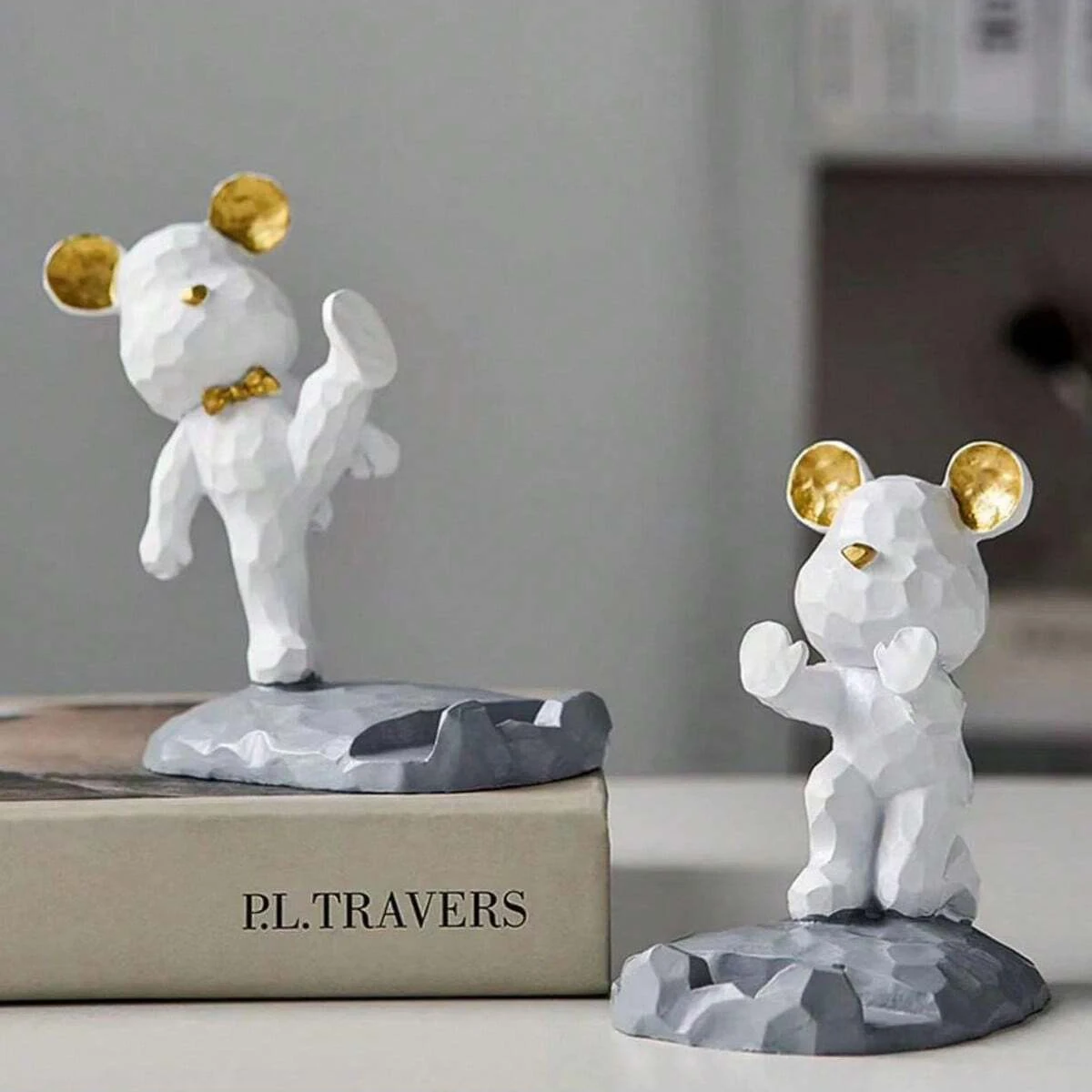 Soporte para tableta y teléfono con oso de dibujos animados, soporte perezoso para decoración de escritorio del hogar, adorno para ver Drama, 1 ud. - imagen 3