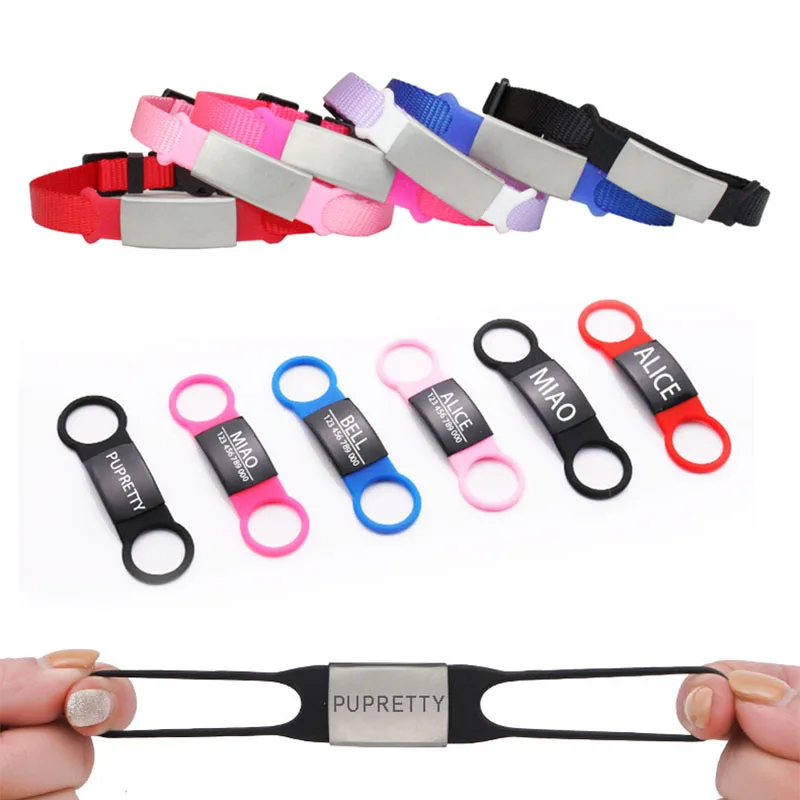 Etiqueta de perro mascota Etiqueta de identificación de acero inoxidable de silicona Placa de identificación de contacto Anti-pérdida Grabado gratuito Perros personalizados Collar de gatos Accesorio S,L