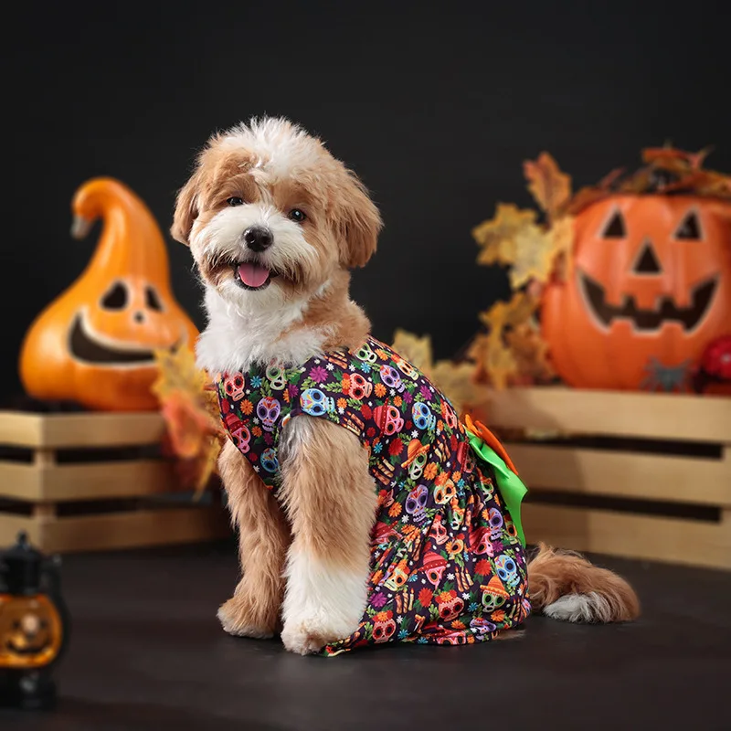 Vestido de Halloween para mascotas, disfraz de calabaza y murciélago para perros pequeños y medianos, traje de fiesta, gran oferta - imagen 3