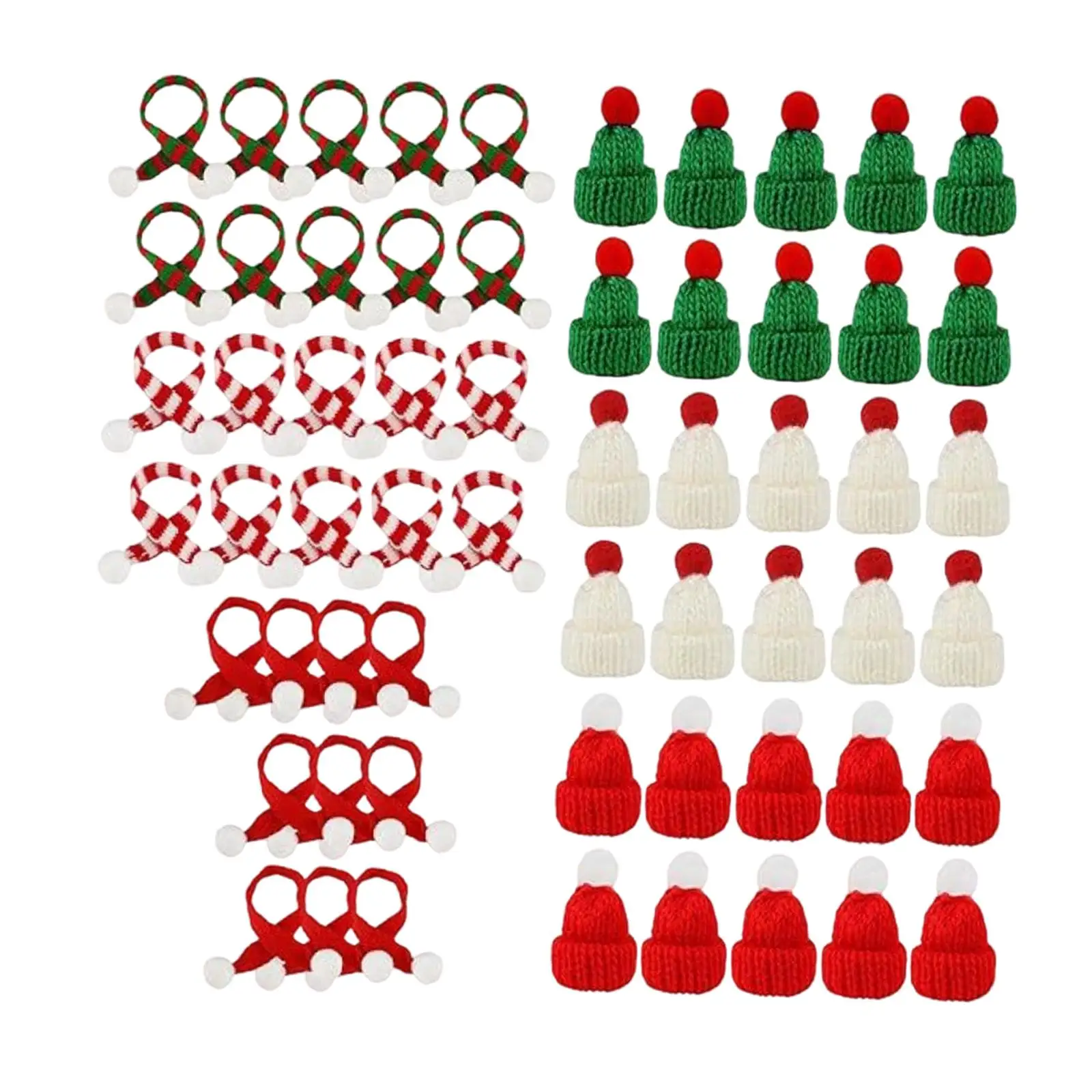 Mini conjunto de gorro y bufanda de punto, adorno navideño, cubierta para botella de vino, decoración navideña para broches - imagen 4