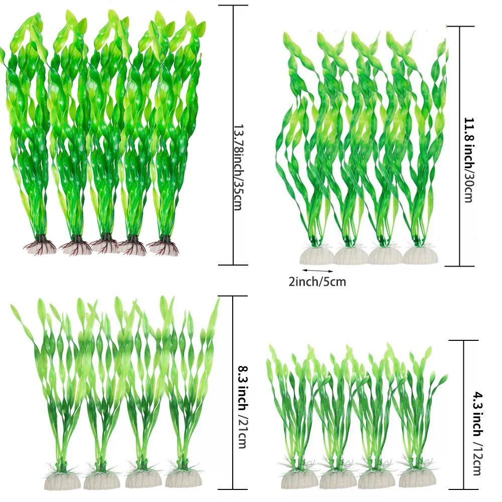 Plantas de plástico para acuario, decoraciones para pecera, algas marinas artificiales, hierba de agua, plantas subacuáticas para accesorios de acuario, 5/10 Uds. - imagen 5