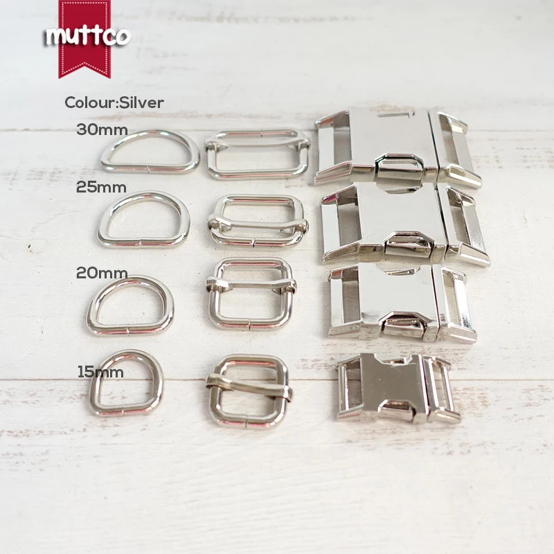 10 unids/lote (hebilla de metal + hebilla de ajuste + anillo D) hebilla de metal chapada de 15,20,25,30mm aleación de Zinc accesorio de collar de perro diy 4 colores - imagen 4