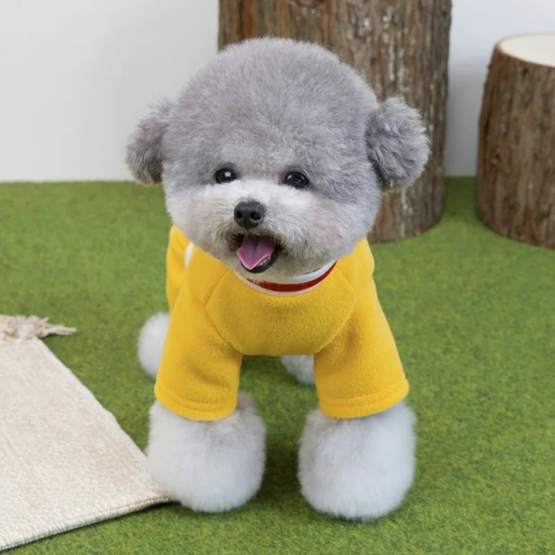 Monos cálidos de invierno para perros, ropa de cuatro patas para perros sólidos a la moda, monos suaves y bonitos para cachorros, pijamas de gato de peluche, monos para caniche para mascotas - imagen 4