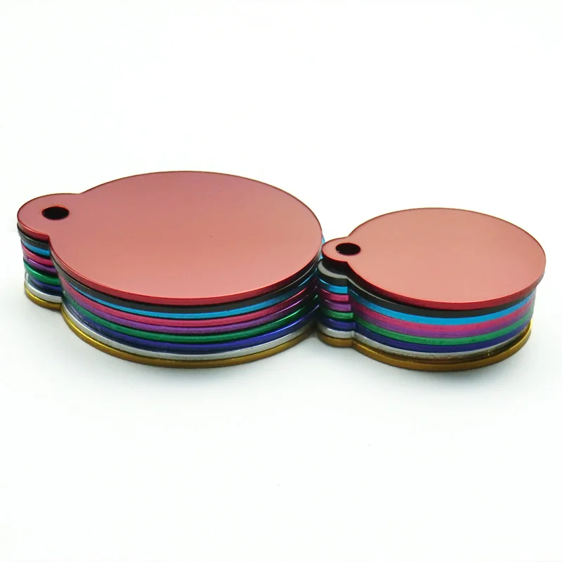 Venta al por mayor, 20 piezas, etiqueta para perro y gato, identificación, teléfono de aluminio, suministros personalizados, llaveros con dijes de forma redonda de aleación, placa de etiqueta para tienda - imagen 4