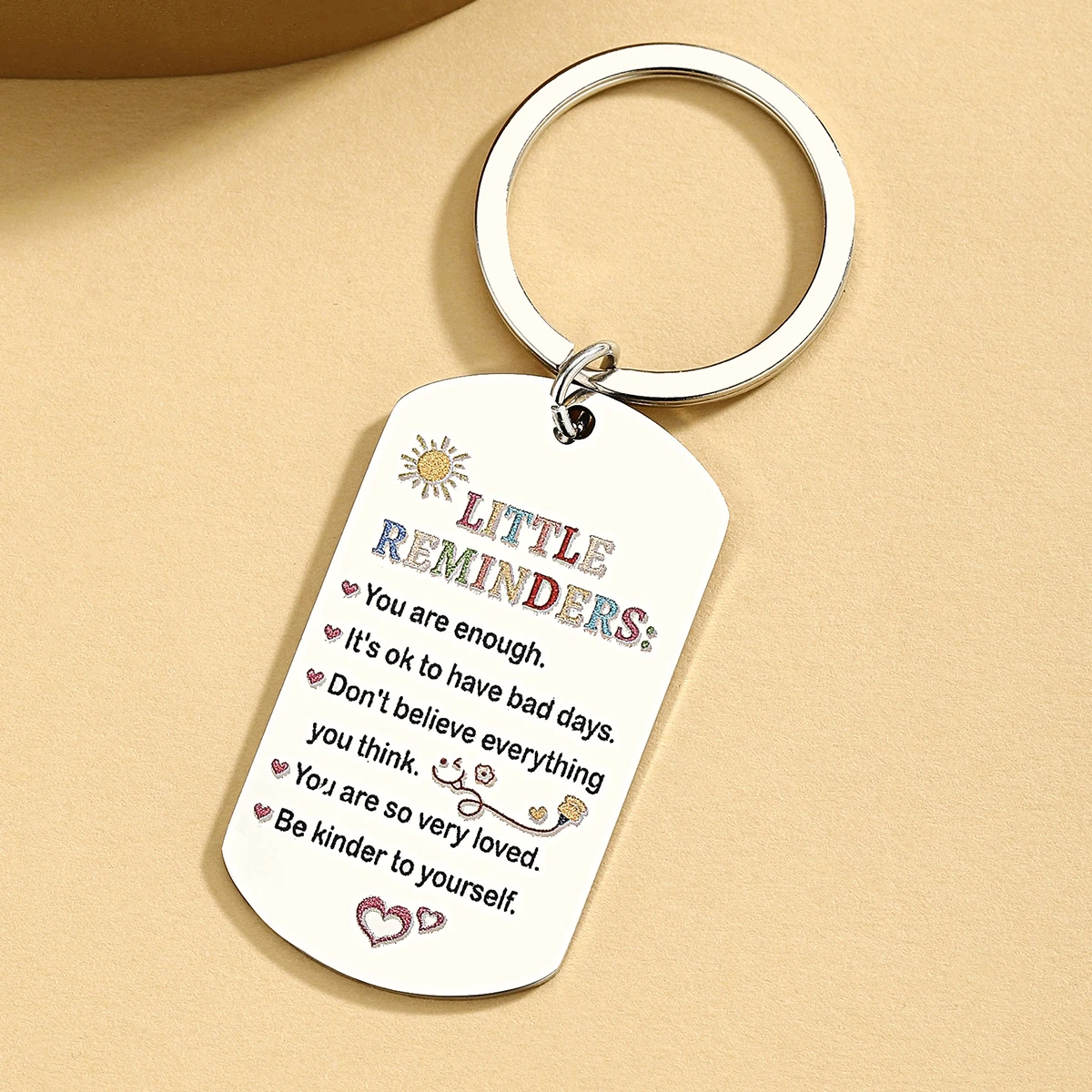 Llavero de regalo de pequeños recordatorios, inspiración, salud mental, cuidado personal, eres suficiente, llavero de regalo para mujeres y hombres - imagen 2