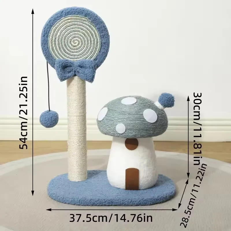Poste rascador de Sisal para gatos con forma de seta, sin desprendimiento, torre para gatitos, Protector de muebles, árbol pequeño para gatos de interior - imagen 5