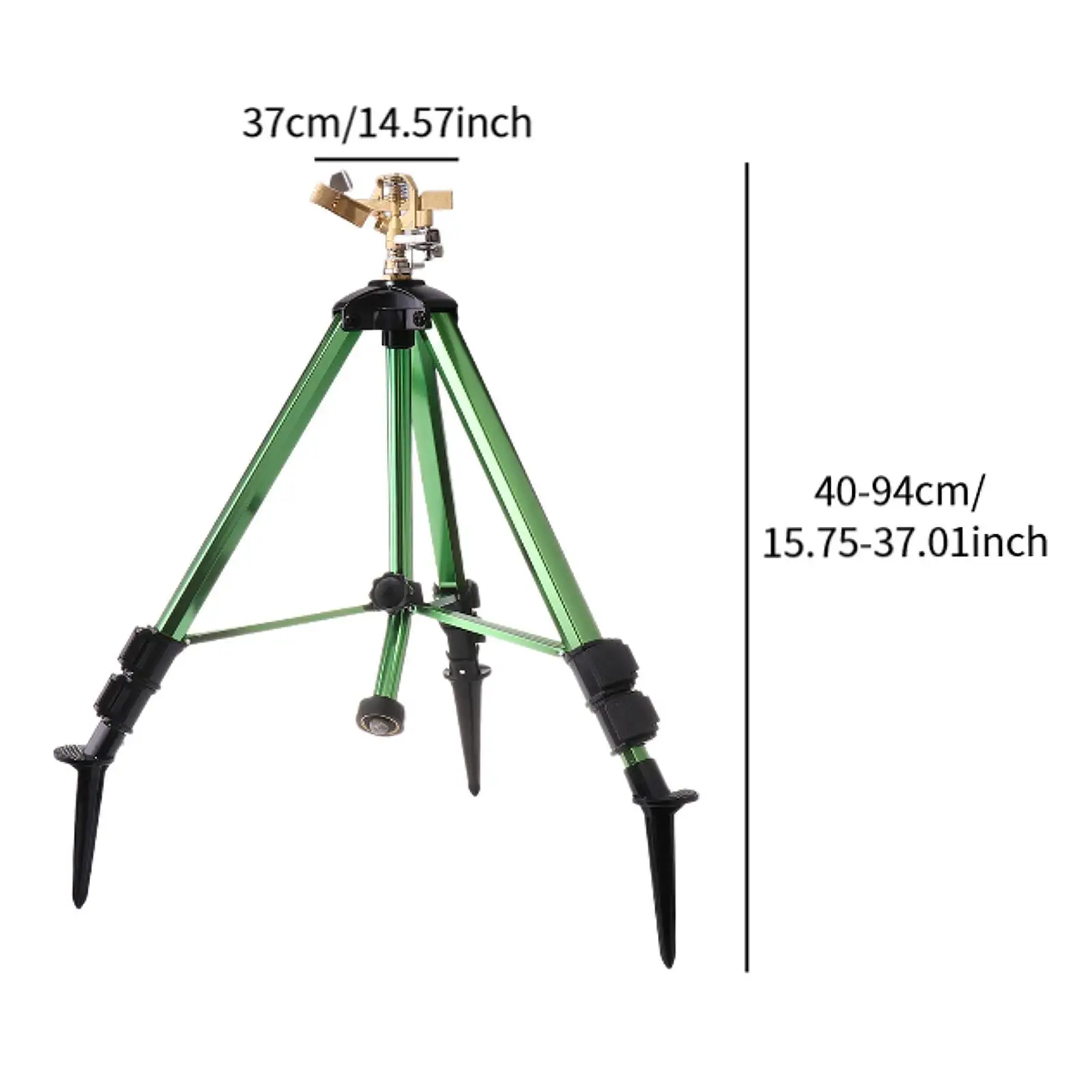 2 Pieces Impact Sprinkler Head on Tripod Base 360 Degree Rotating Sprinkler Tripod Lawn Brass Impact Sprinkler for Yard Garden