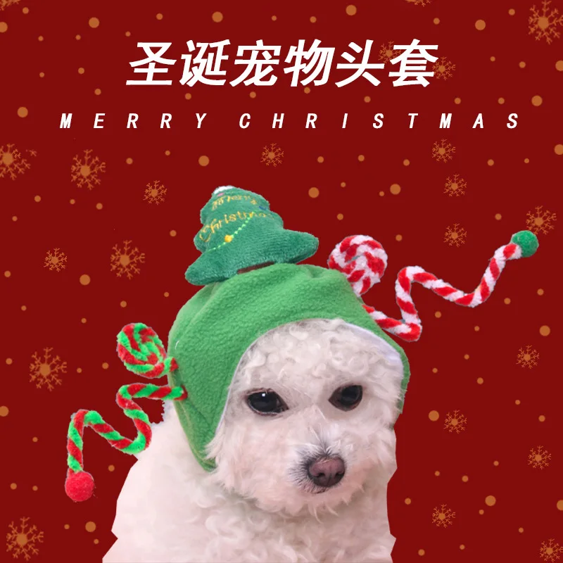 Gorro navideño para mascotas, gorro de vestir para perros de peluche, gorro para perros pequeños, auriculares para gatos, accesorios para perros pequeños - imagen 2