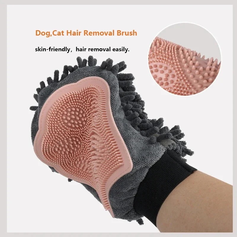 Guantes de limpieza de doble cara para el cuidado de mascotas, suministros de lavado para masaje de perros, baño, absorción rápida, agua, elimina el pelo, productos para mascotas - imagen 4