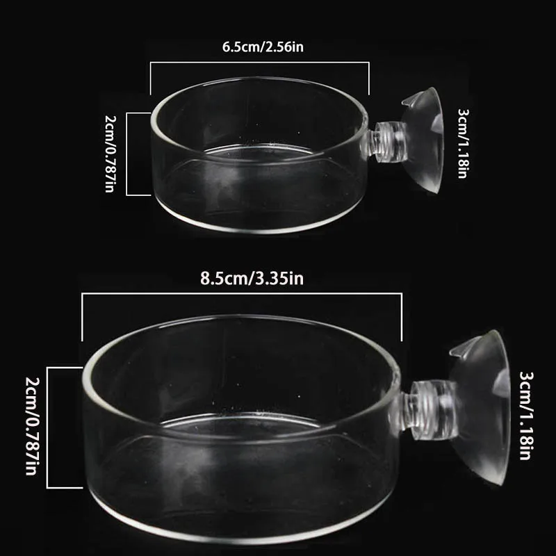 Alimentador de peces transparente acrílico con ventosa, platos redondos de comida para acuario, accesorios de alimentación para peces y camarones - imagen 2
