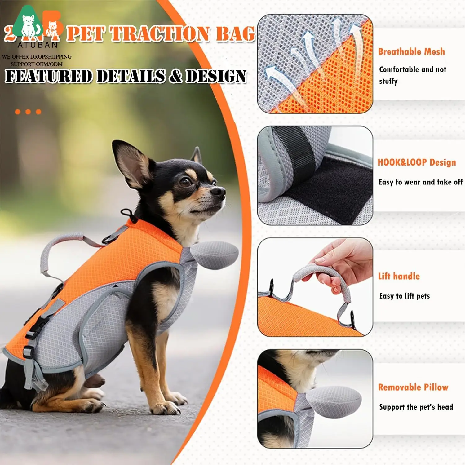 Portador 2 en 1 para gato y perro – Mochila transpirable con arnés - imagen 2