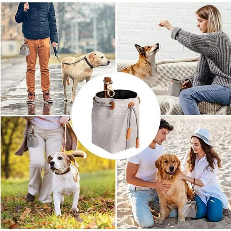 Bolsa de entrenamiento para mascotas, almacenamiento de golosinas, aperitivos, golosinas para perros, comida para perros de entrenamiento, perros grandes con cordón, portátil para bolsa pequeña - imagen 5