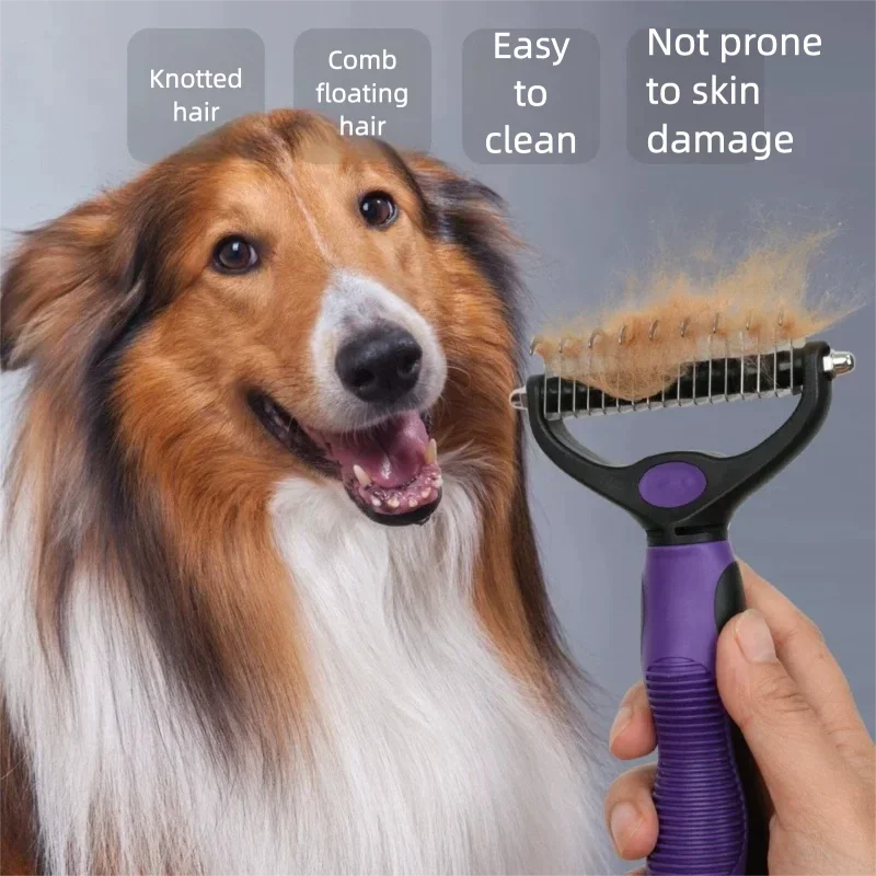 3 uds cepillo rebanador autolimpiante y rastrillo de aseo para mascotas y cepillo de baño para perros y gatos |   Peine desacoplador y herramienta de aseo para deshedding - imagen 3