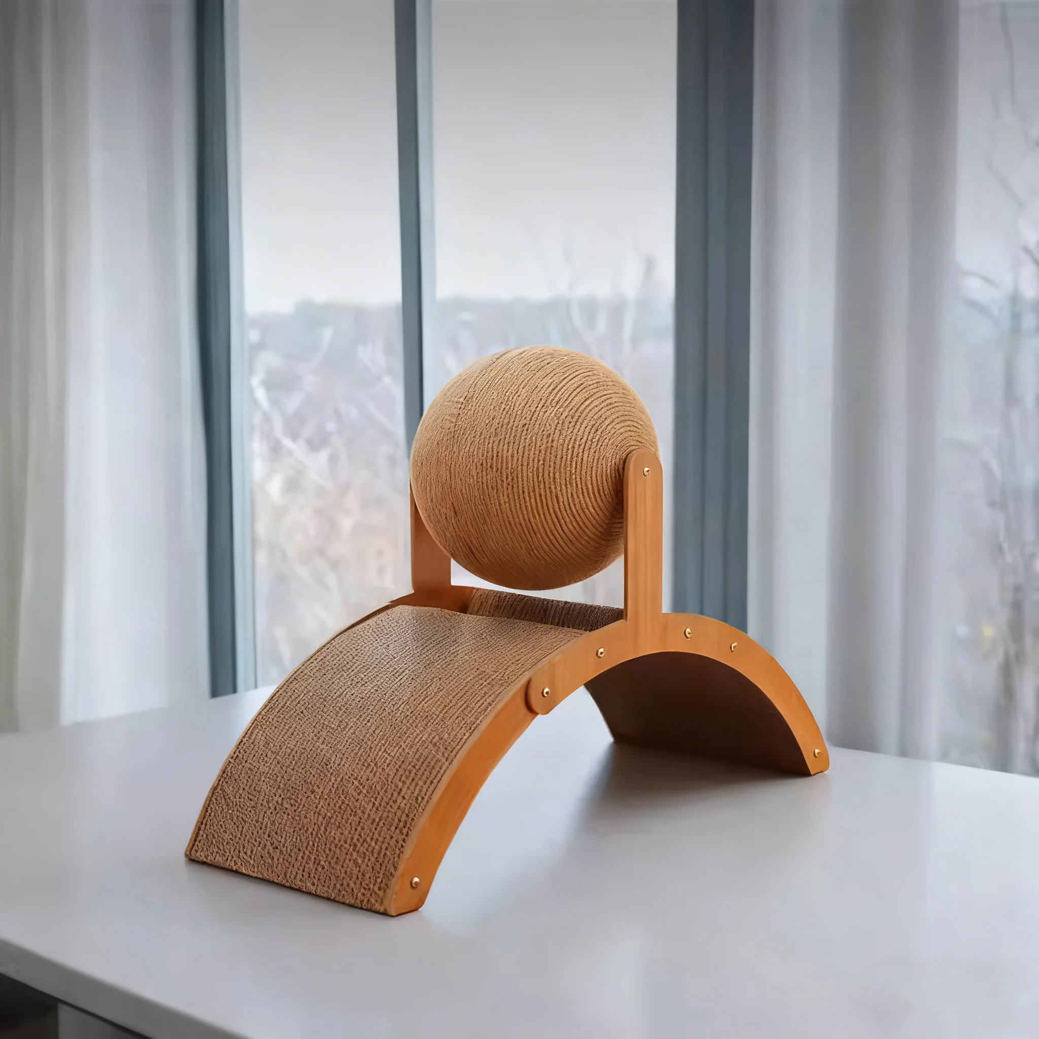 Bola rascadora para gatos, rascador de madera para gatos, tablero rascador de Sisal, juguete de pata de molienda resistente al desgaste, raspador de madera maciza para gatos - imagen 3