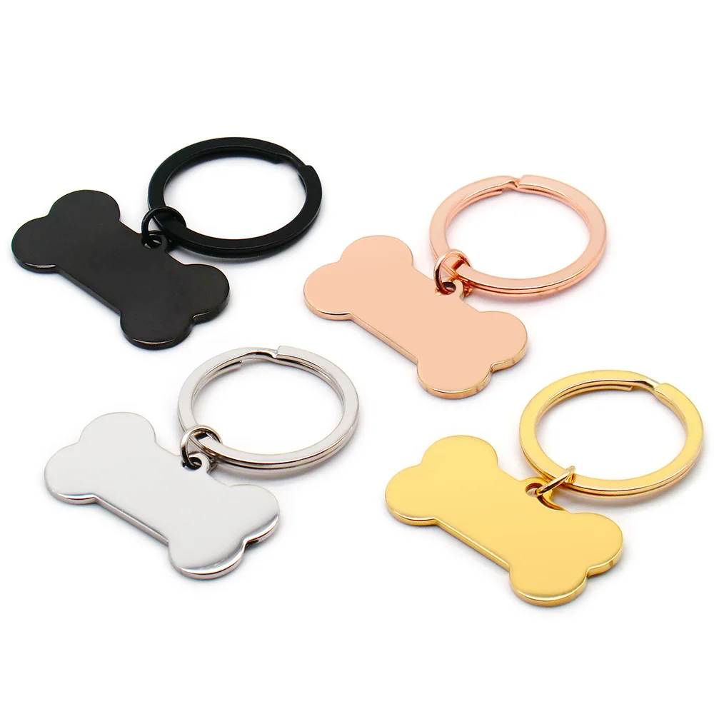 Suministros de etiquetas de identificación de perros en blanco de hueso, accesorios de etiqueta de gato, collar grabado personalizado para IDY Charm, acero inoxidable, 20 juegos