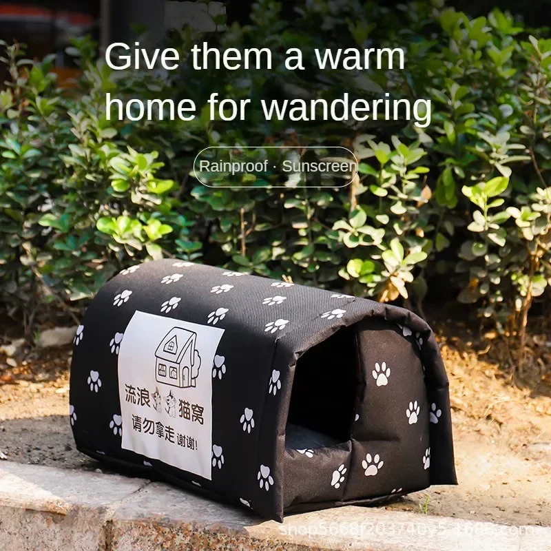 Nido al aire libre para gatos callejeros, impermeable, a prueba de humedad, cálido, perrera Universal para todas las estaciones, casa para gatos salvajes al aire libre