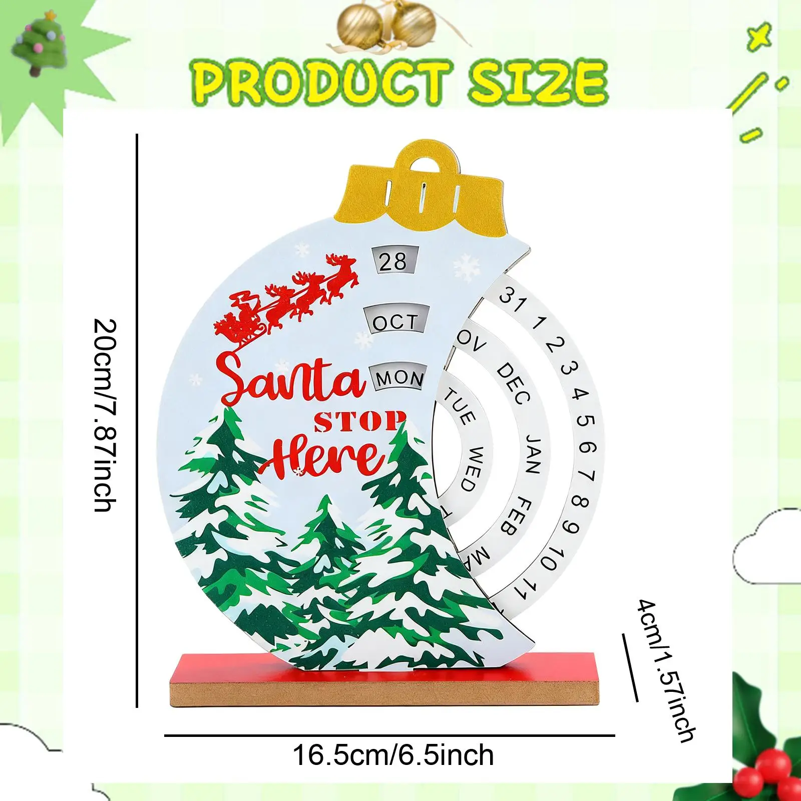 Christmas Countdown Calendar Date Month Weekday Table Christmas Decoration Xmas Decor Manual Advent Calendar for Bedroom Office