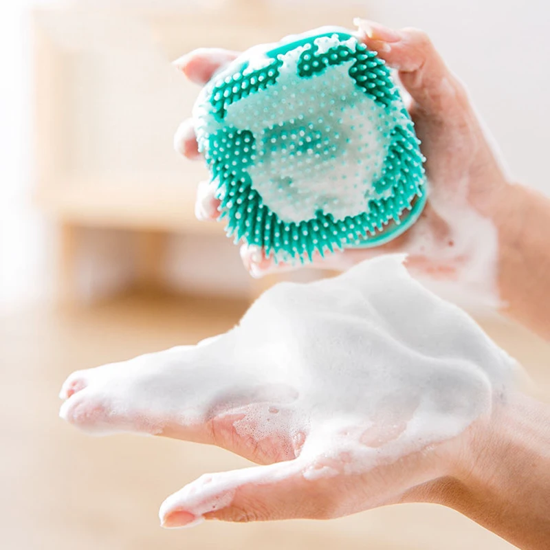 Cepillo de baño de silicona para mascotas, cepillo de masaje de limpieza para gatos, cepillo suave sin piel para perros, baño de pelo suave, peine de limpieza profunda de silicona para mascotas - imagen 4