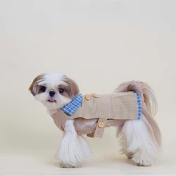 Vestido a cuadros de otoño/invierno para mascotas, bonito rompevientos Schnauzer, abrigo para perros pequeños, vestidos para perros pequeños, ropa para cachorros
