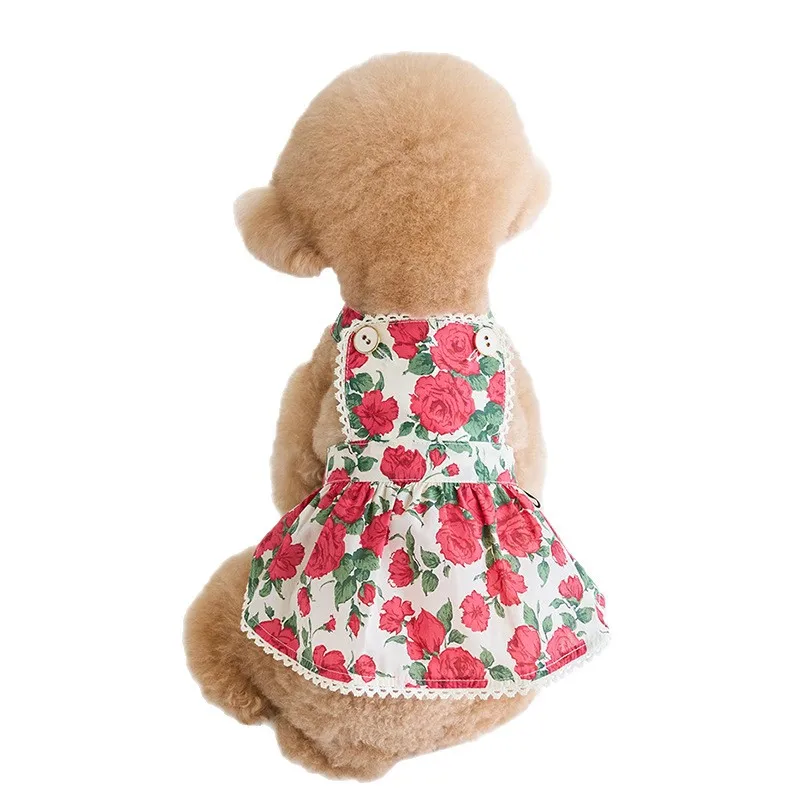 Moda para mascotas, vestido rosa de verano para mascotas, gato, perro, Yorkshire, ropa de peluche, conversación romántica, camiseta sin mangas múltiple, ropa para perros pequeños - imagen 5
