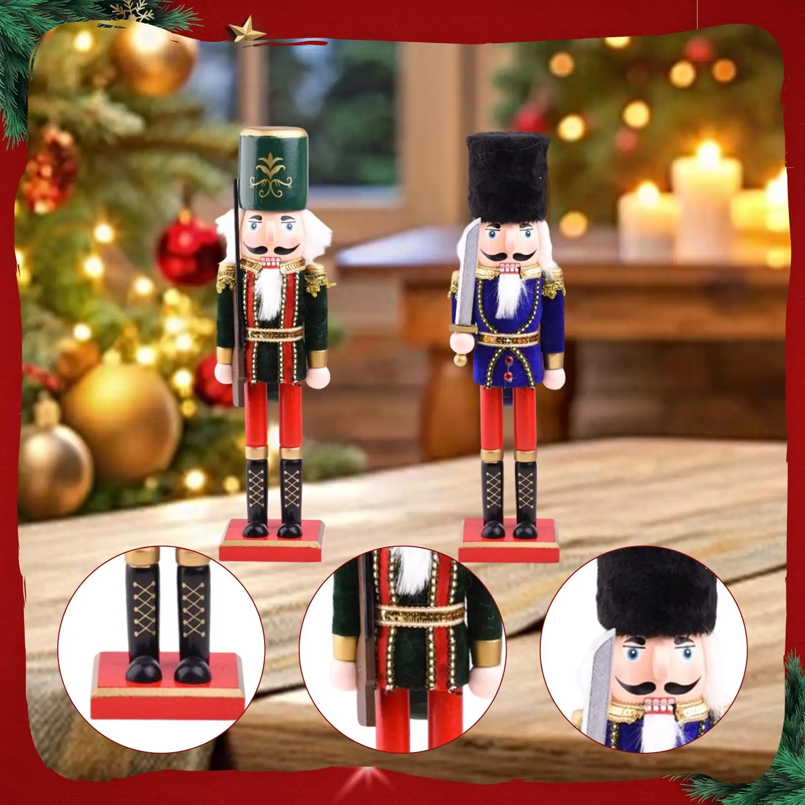 Nutcracker Statue Wood Ornament Large Christmas Figurine Decorative Sculpture for Living Room and Office Nutcracker Statue Wood Ornament Large Christmas Figurine Decorative Sculpture for Living Room and Office