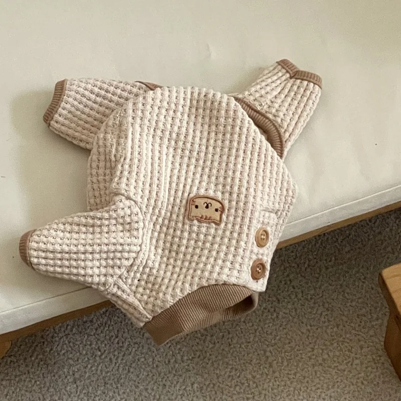 Ropa de cuatro patas con gofres para mascotas, pijamas para el hogar para perros, ropa de peluche, ropa básica de otoño e invierno, mono para cachorros pequeños Yorkshire