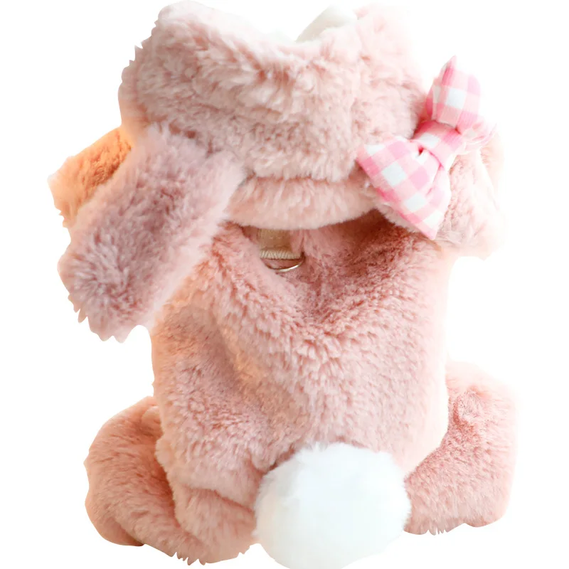 Pijamas suaves con Orejas de conejo para mascotas, lindos pijamas para cachorros, monos cálidos para perros, monos para gatos, disfraces para perros Bulldog Francés Chihuahua - imagen 5