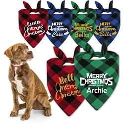 Bandana perro Navidad personalizada Santa rojo y verde cuadros