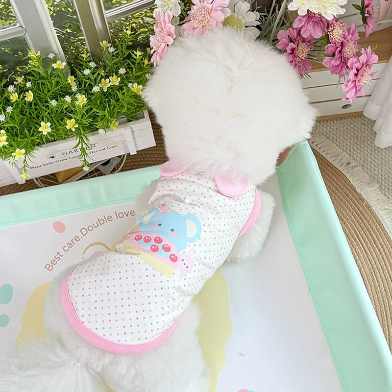 Chaleco con tirantes para perros, ropa de verano para mascotas, sudaderas con estampado de dibujos animados para cachorros, camisa transpirable para gatos, chaleco para mascotas, trajes Bichon Frise - imagen 2