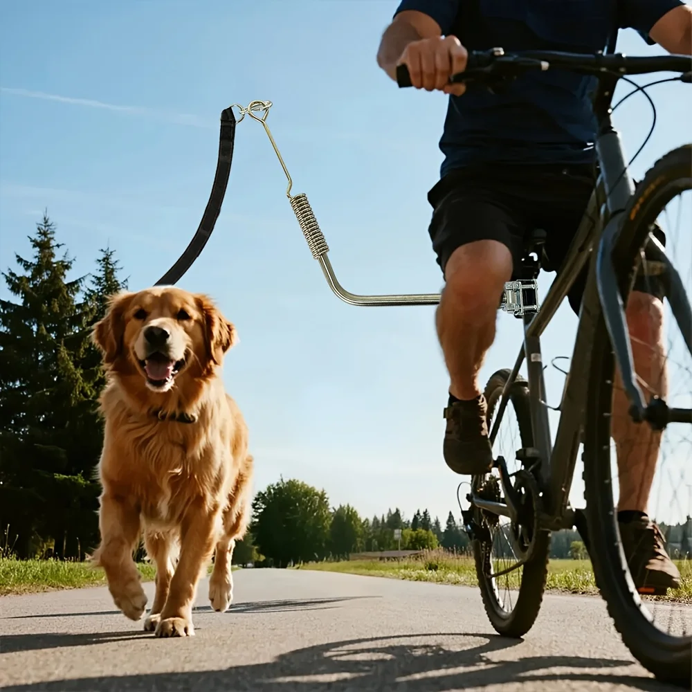 Correa de bicicleta para perros gratis, accesorio de bicicleta resistente con conexión rápida y correa de ajuste de cuerda amortiguadora para perros medianos y grandes, ciclismo - imagen 2