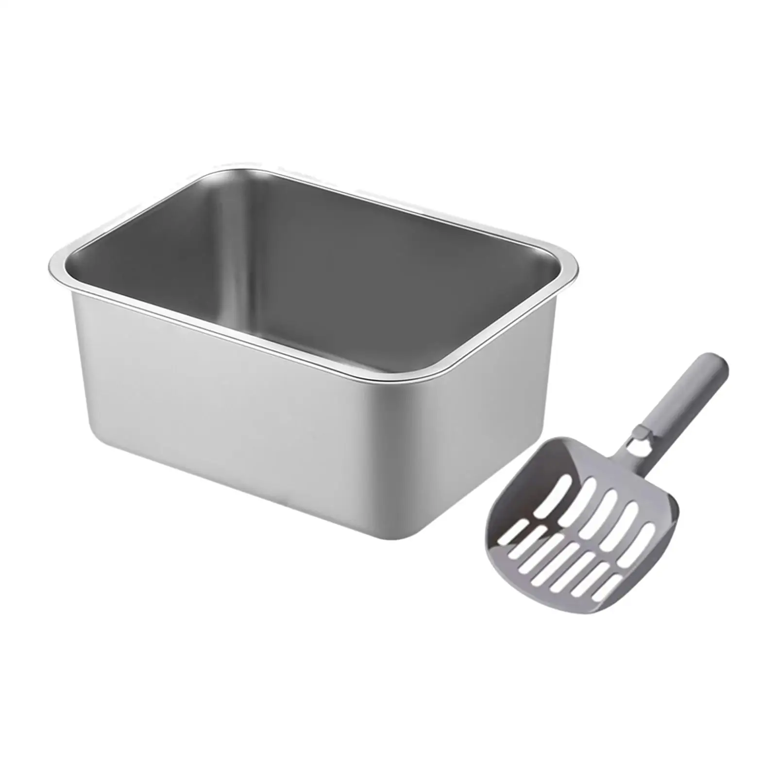 Open Top Pet Cat Litter Box Stainless Steel Pet Bedpan for Bunny Kitten Cat