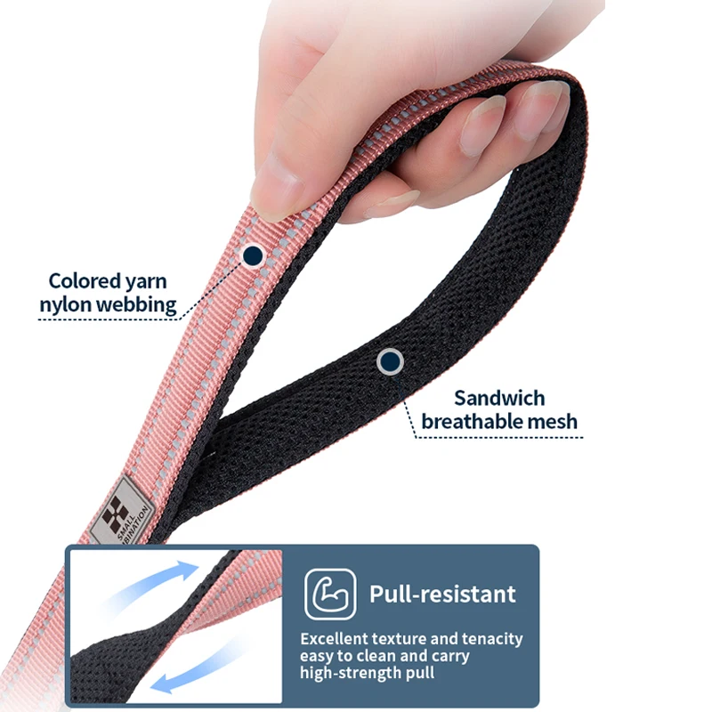 Correa reflectante para perros de combinación PEQUEÑA, nailon ligero y fuerte para perros pequeños, medianos y grandes, correa de entrenamiento para perros, color negro, para caminar al aire libre - imagen 4