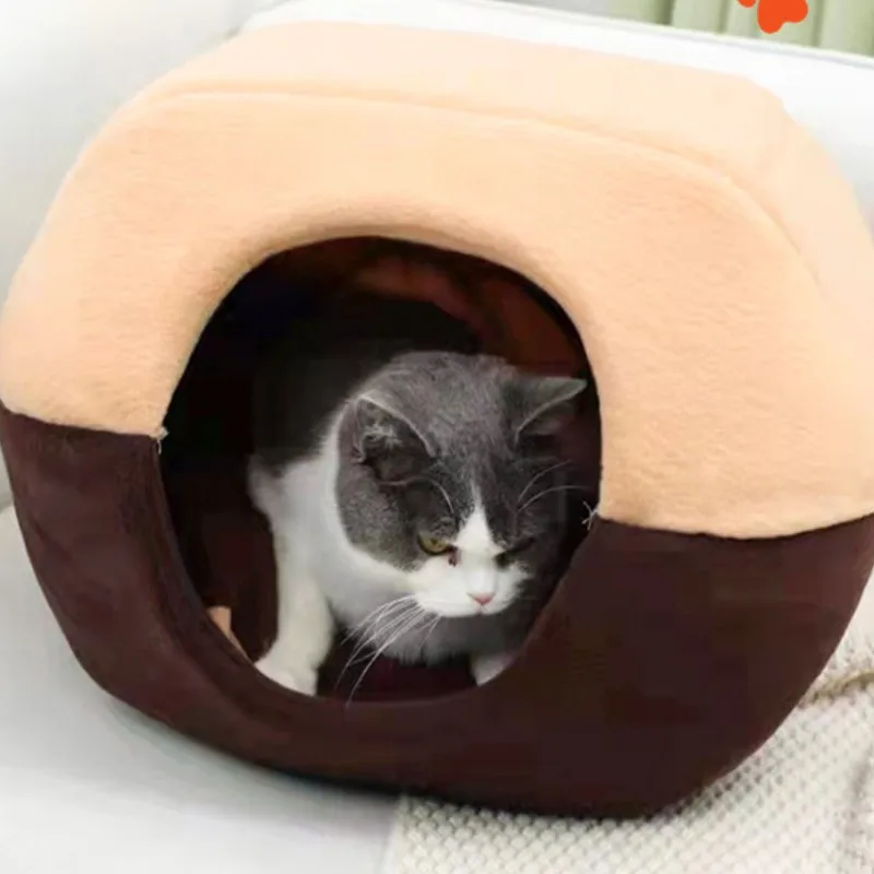 Nido de yurta para gatos, nido de casa para mascotas de verano extraíble y lavable, nido universal para perros para las cuatro estaciones, estera para perros, tienda nido semicerrado - imagen 4