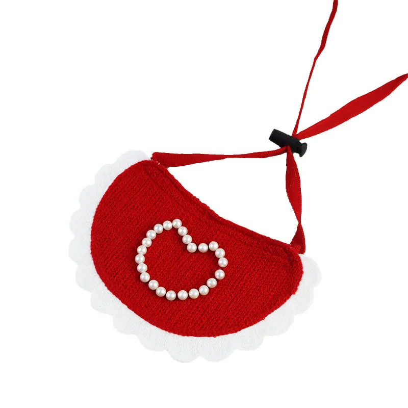 Bufanda con bordado de perlas INS para mascotas, babero de perlas de amor, pajarita para perros, accesorios de aseo para perros - imagen 5