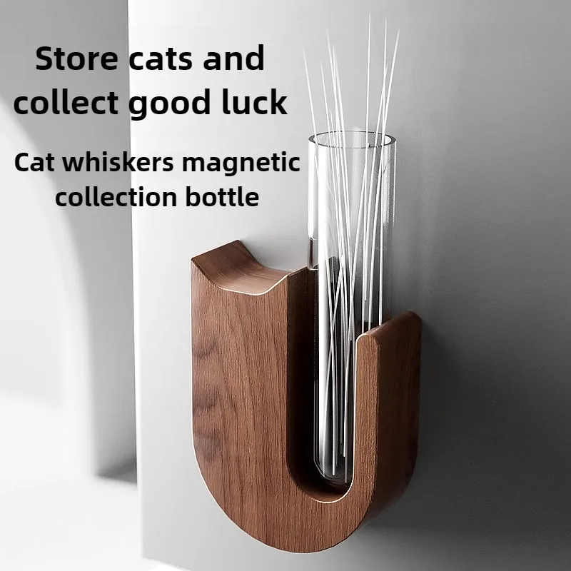 Colector magnético para nevera, jarrón con bigote de gato, caja de almacenamiento, recuerdo bonito, tubo de almacenamiento de barba de gato, botella conmemorativa de pelo de mascota de vidrio - imagen 2