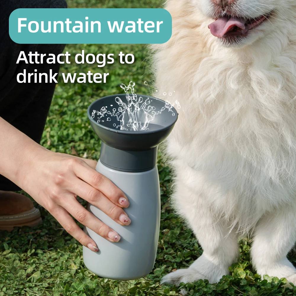 Botella de agua portátil para perros de 600ml, dispensador de agua con fuente de alta capacidad para perros grandes, cuenco para beber para perros al aire libre, suministros de Labrador - imagen 2