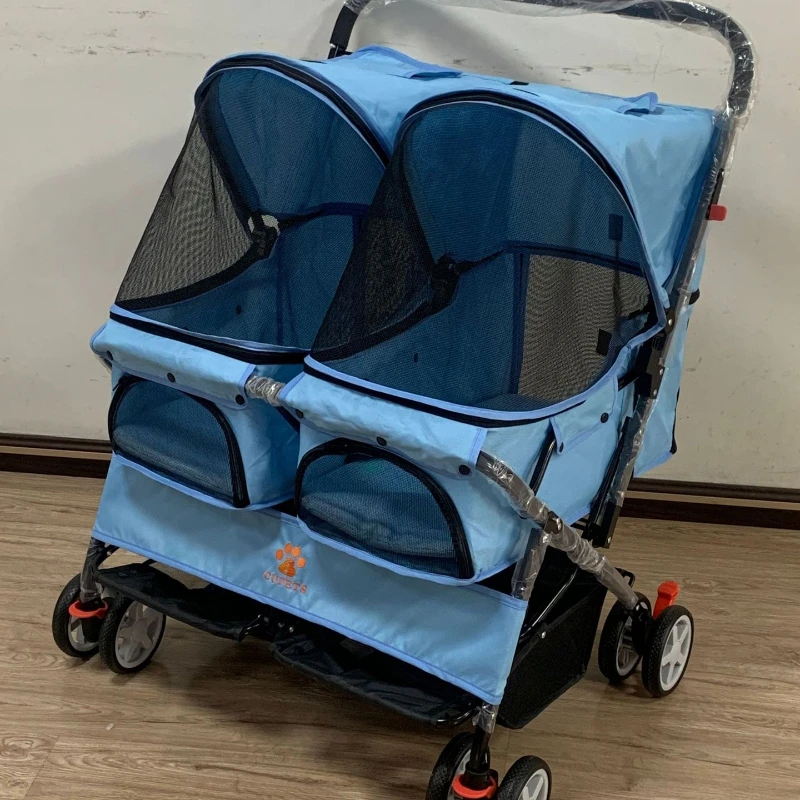Carrito doble plegable para perros, gatos y mascotas pequeñas - imagen 2