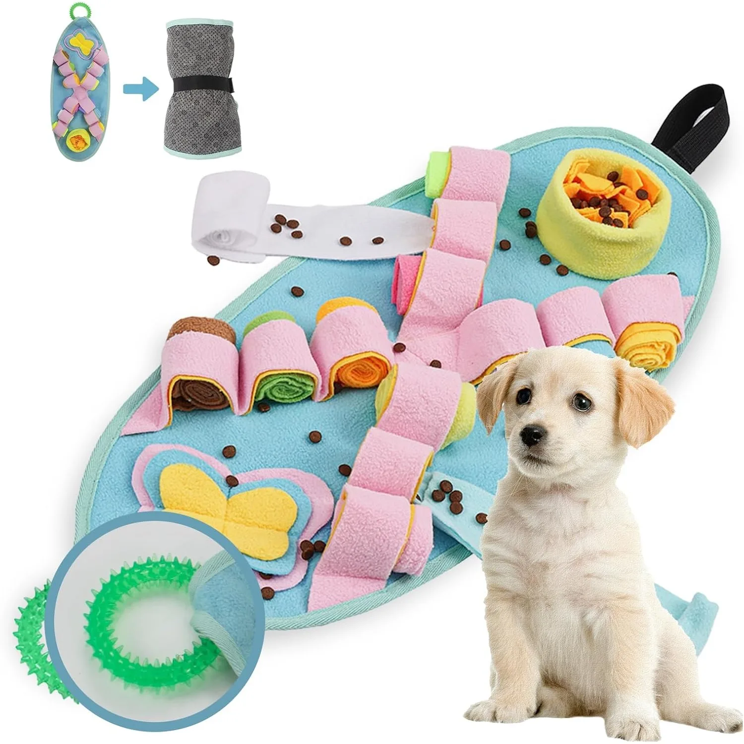 Estera de snuffle para perros pequeños, juguetes interactivos para mantenerlos ocultos, rompecabezas para cachorros, alimentador lento, tratamiento para perros, mejora de estera para lamer
