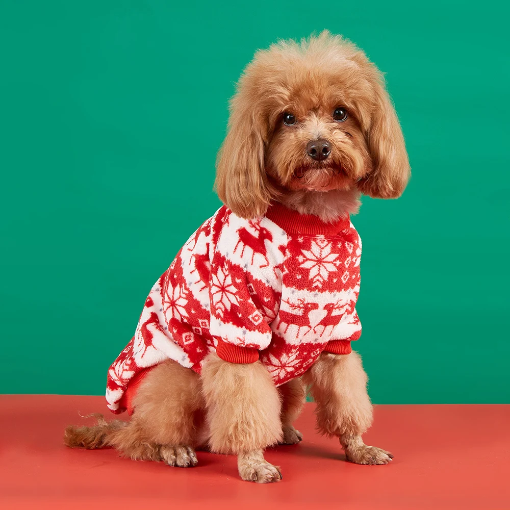 Ropa de otoño e invierno para perros pequeños, gatos, Chihuahua, Schnauzer, cachorro, suéter cálido de estilo étnico de felpa, jerséis para mascotas, trajes - imagen 3